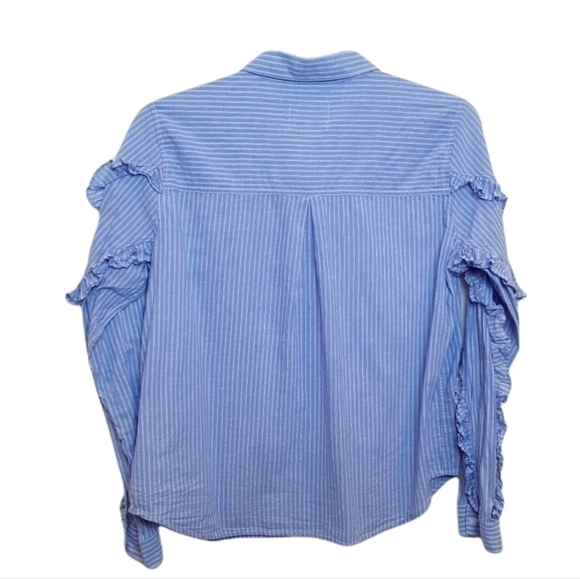 Rails | Striped Ruffle Sleeve Button Down Blouse - Picture 3 of 7